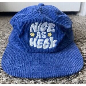 Nice As Heck Corduroy Hat Cat Blue Adult One Size Fits Most